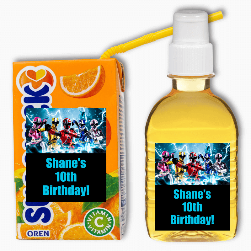 Power Rangers Birthday Party Rectangle Drink Labels