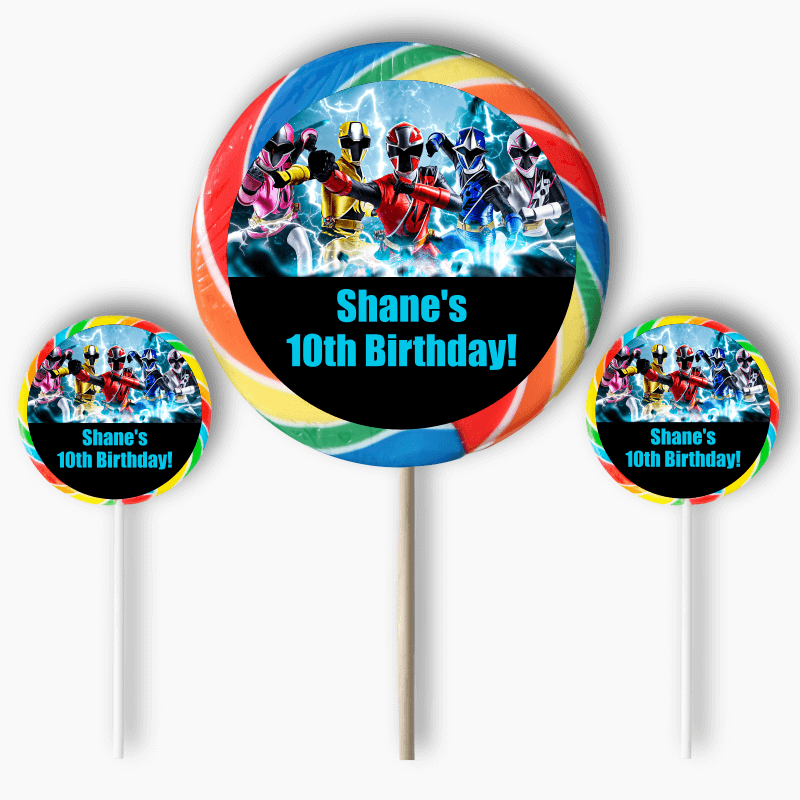 Personalised Power Rangers Birthday Party Round Stickers