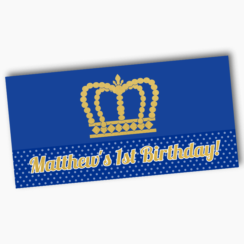 Personalised Prince Crowns Birthday Party Banner