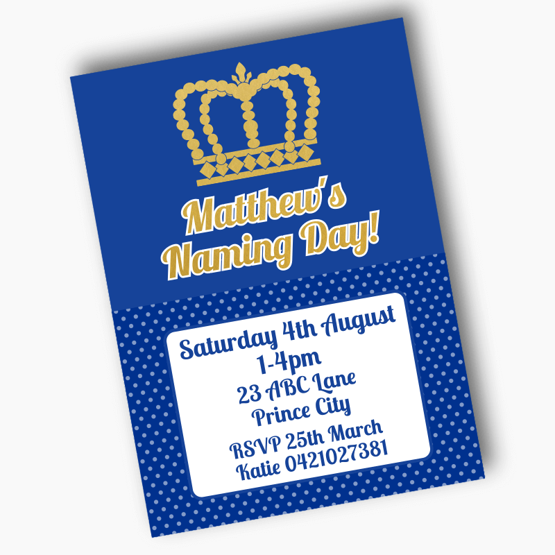 Personalised Prince Crowns Party Invites