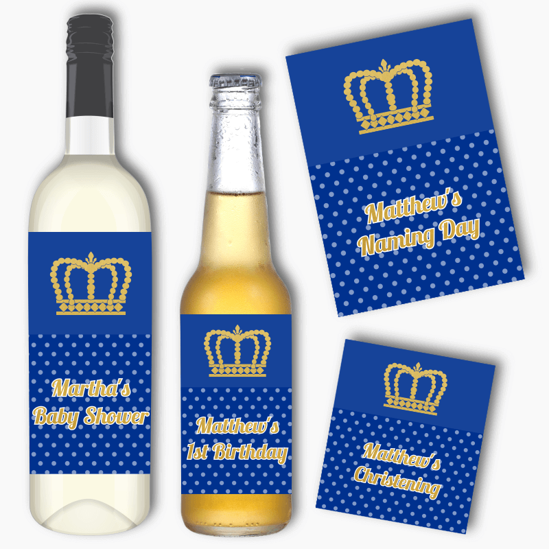 Personalised Prince Crowns Wine &amp; Beer Labels