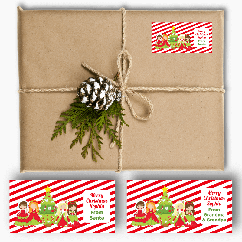 Personalised Girls Christmas Princess Gift Labels