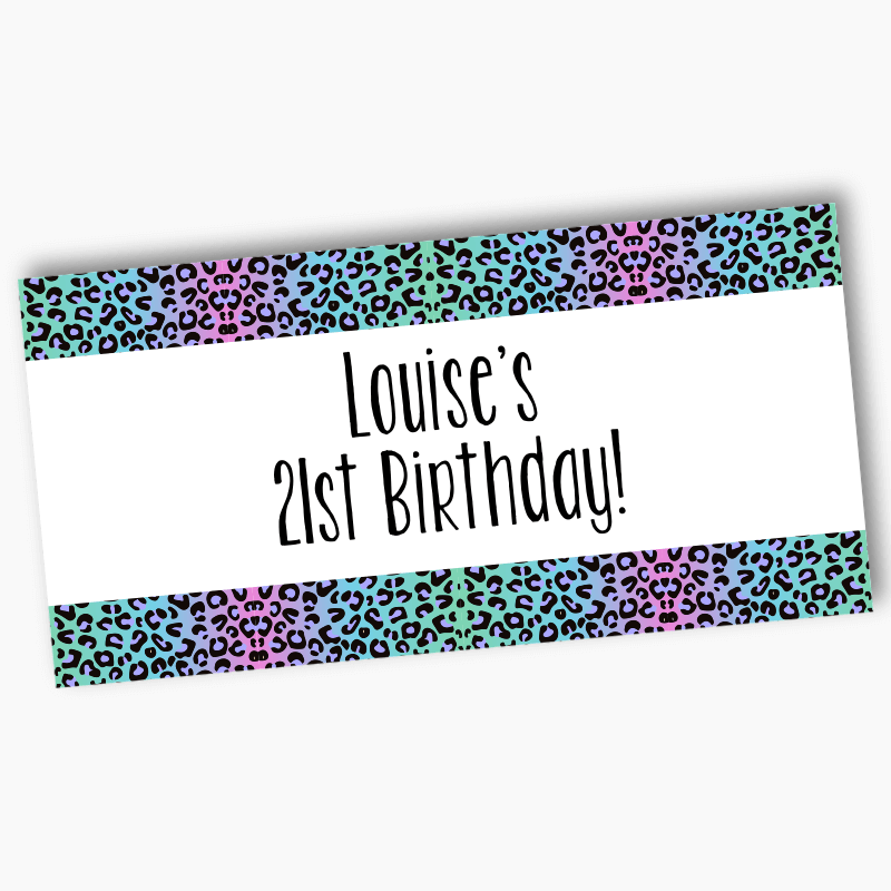 Personalised Rainbow Animal Print Birthday Party Banners