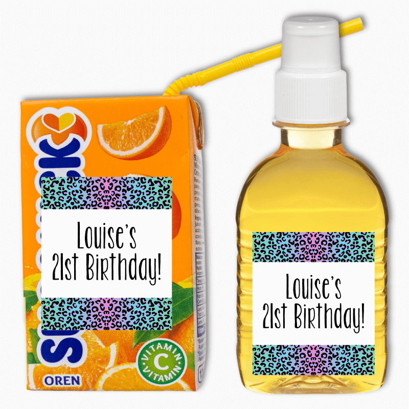 Rainbow Animal Print Birthday Party Rectangle Favour Stickers