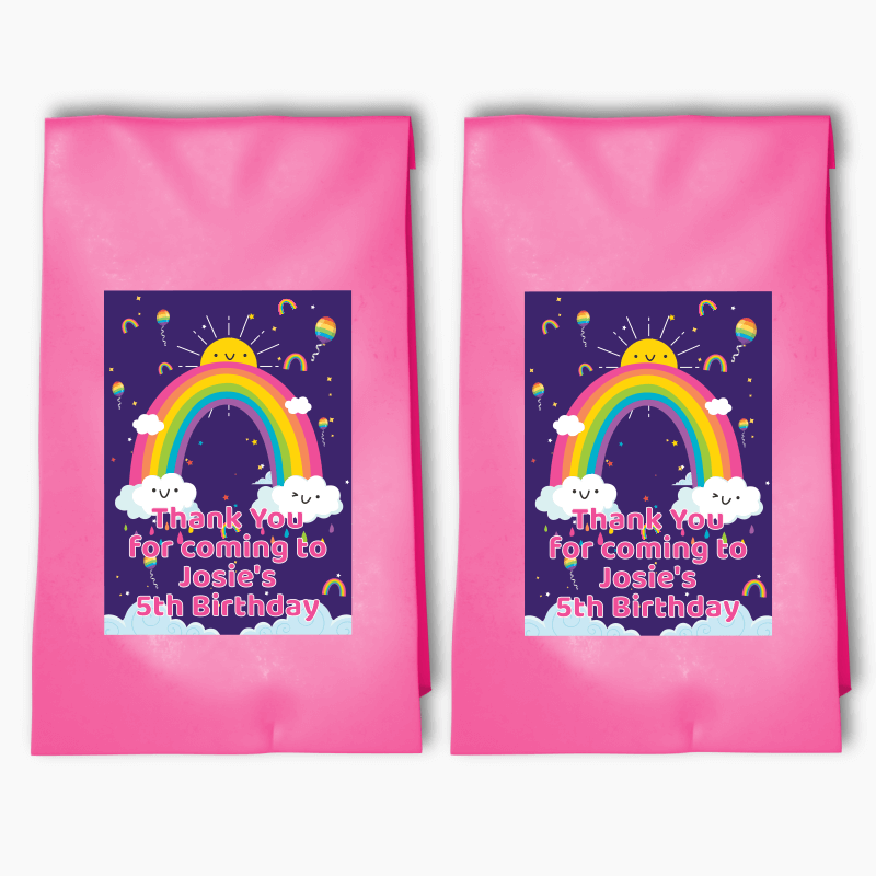 Personalised Rainbow Birthday Party Bags &amp; Labels