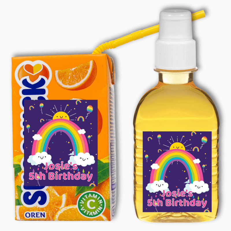 Rainbow Birthday Party Rectangle Drink Labels