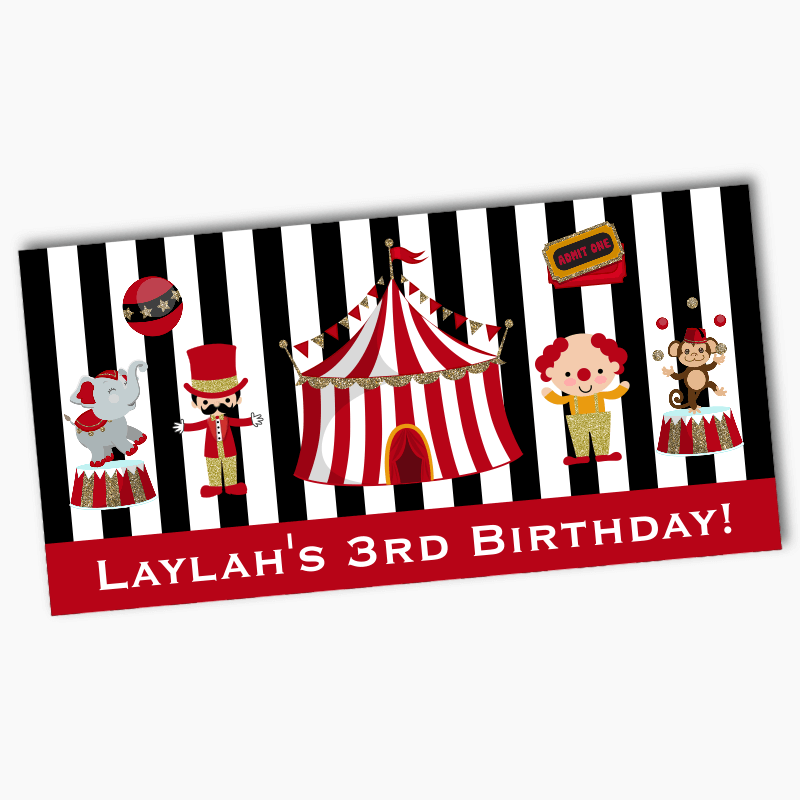 Personalised Carnival Birthday Party Banners - Red &amp; Black