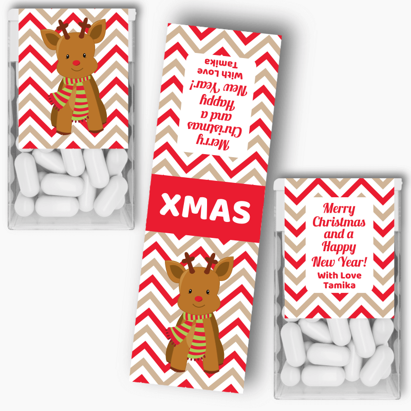 Personalised Reindeer Christmas Gift Tic Tac Labels