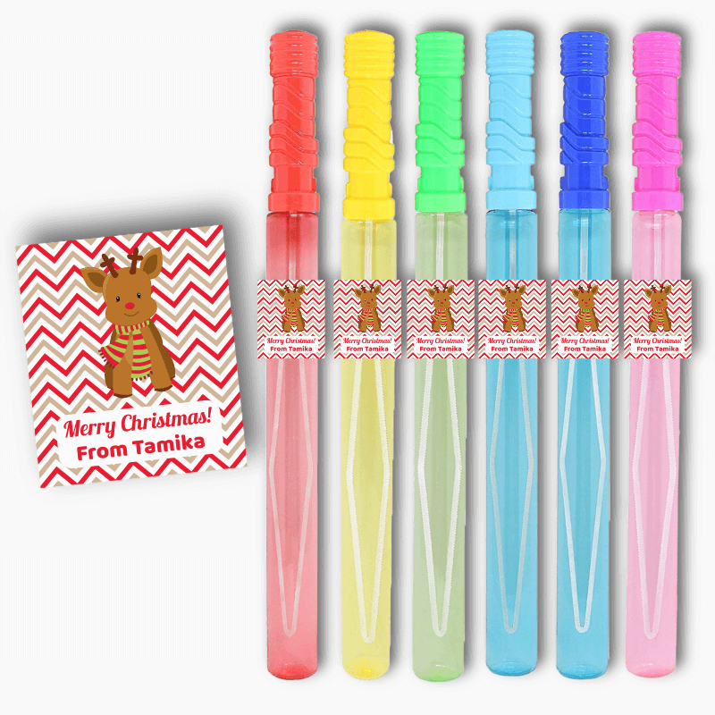 Personalised Reindeer Christmas Gift Rectangle Stickers