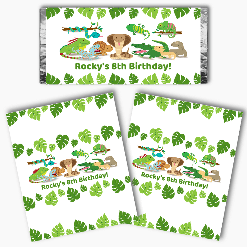Personalised Reptiles Birthday Party Mini Chocolate Labels