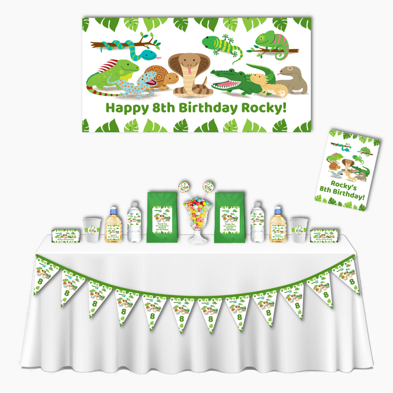 Personalised Reptiles Deluxe Birthday Party Decorations Pack