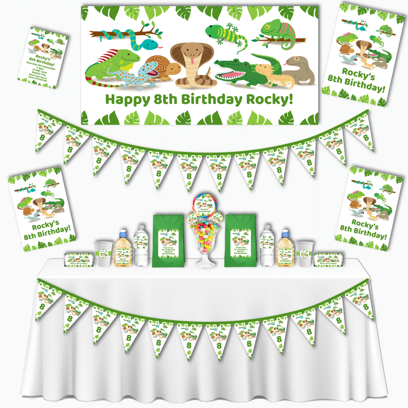 Personalised Reptiles Grand Birthday Party Decorations Pack