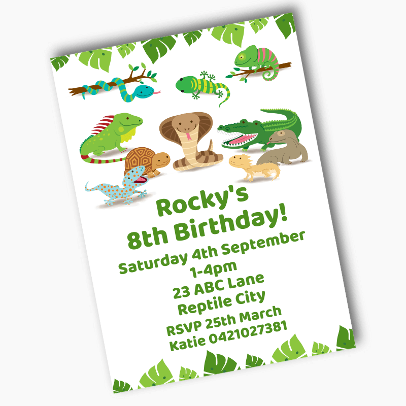 Personalised Reptiles Birthday Party Invites