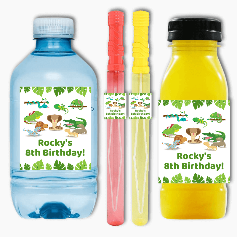 Personalised Reptiles Birthday Party Rectangle Stickers 1