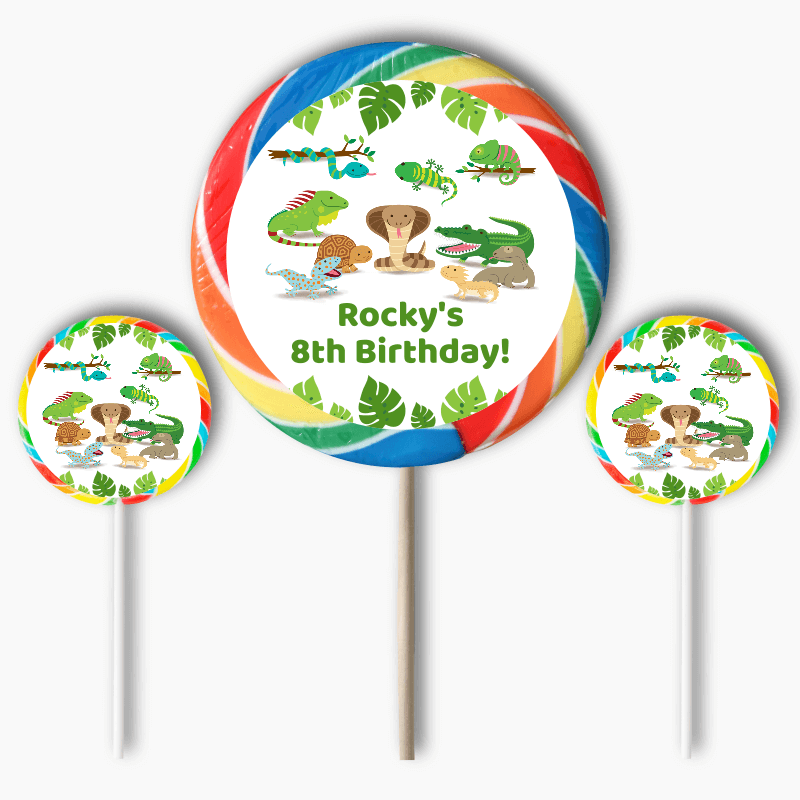 Personalised Reptiles Birthday Party Round Stickers