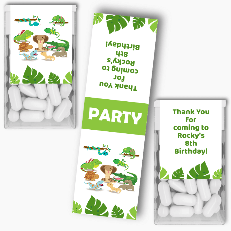 Personalised Reptiles Birthday Party Tic Tac Labels