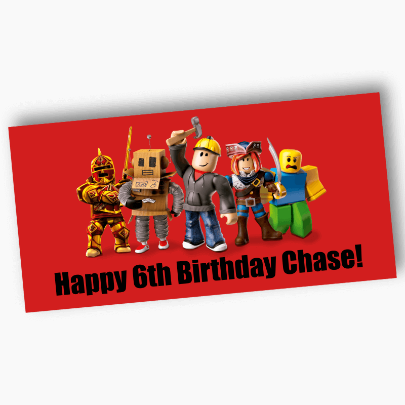 Personalised Roblox Birthday Party Banners - Red