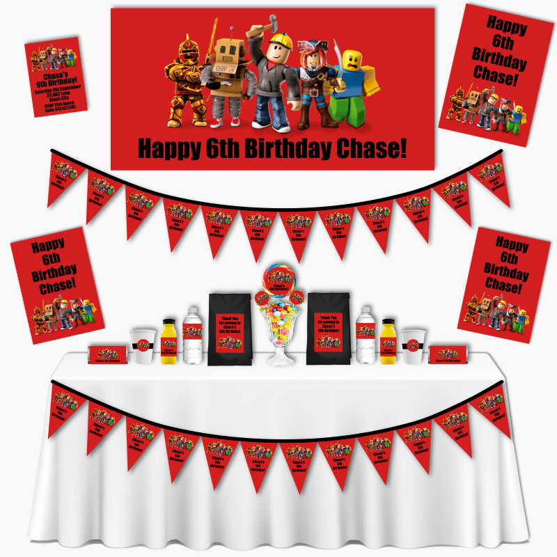 Personalised Roblox Grand Birthday Party Pack - Red