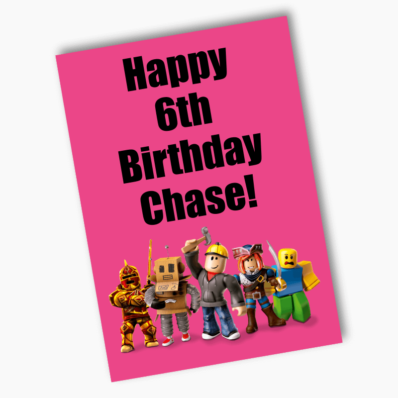 Personalised Roblox Birthday Party Posters - Pink