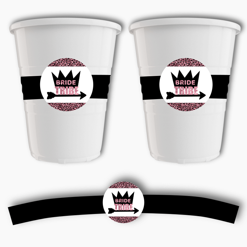 Rose Pink Bride Tribe Hens Party Cup Stickers