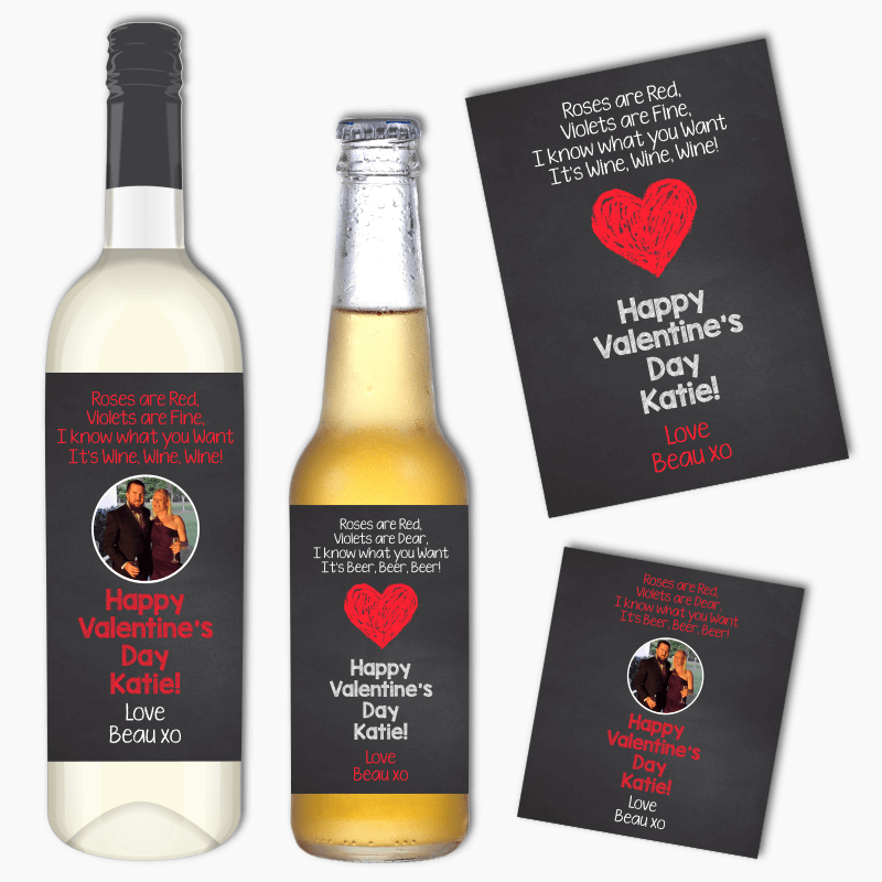 Roses are Red Valentines Day Gift Wine & Beer Labels
