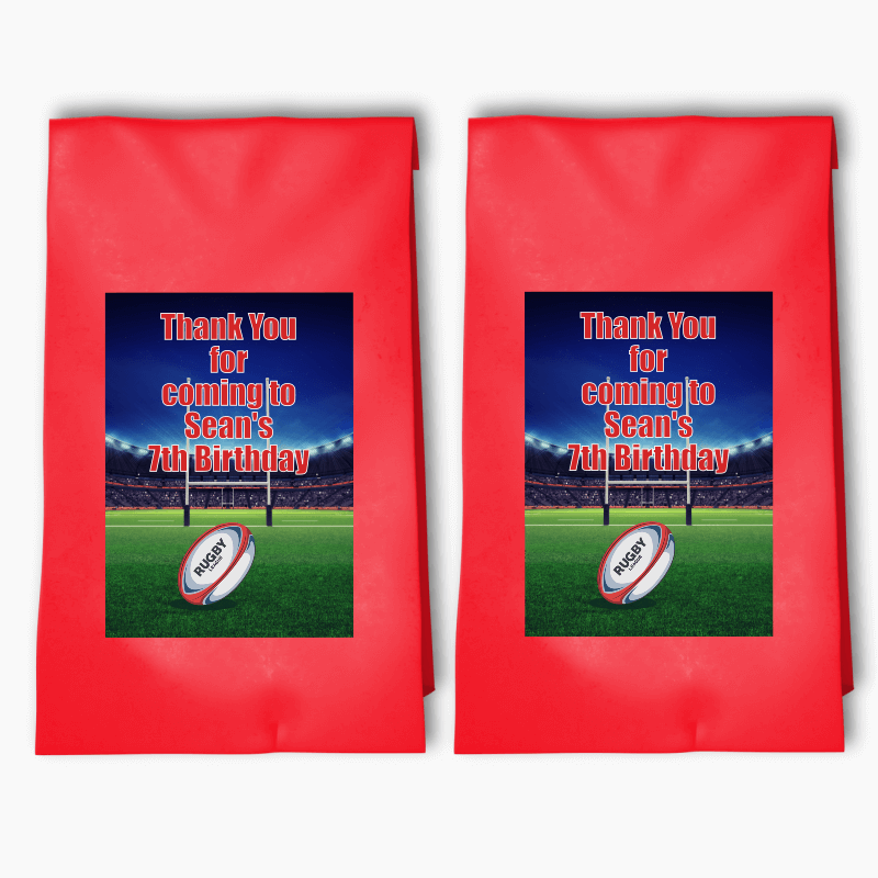 Personalised Rugby League Birthday Party Bags &amp; Labels