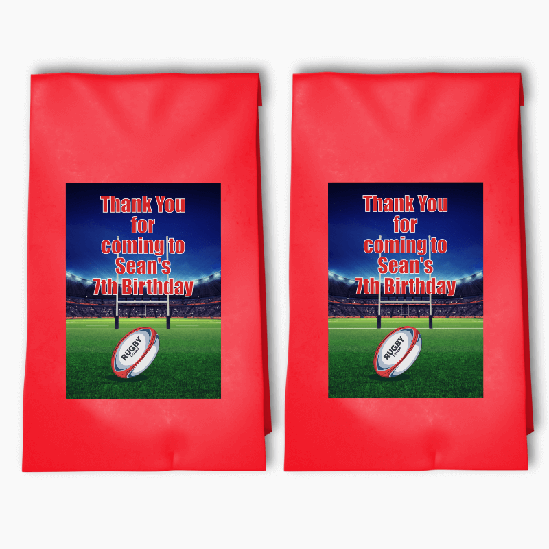 Personalised Rugby League Birthday Party Bags & Labels