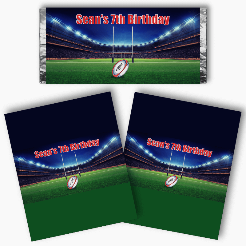 Personalised Rugby League Party Mini Chocolate Labels
