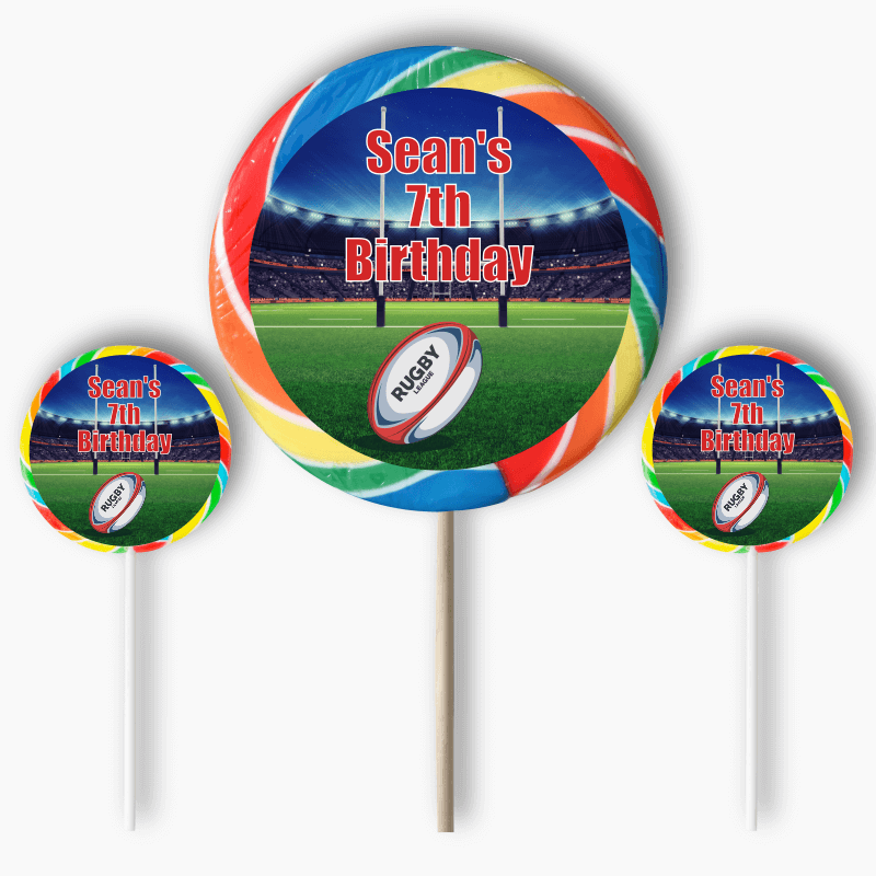 Personalised Rugby League Birthday Party Round Stickers