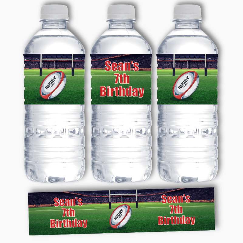 Personalised Rugby League Party Water Bottle Labels