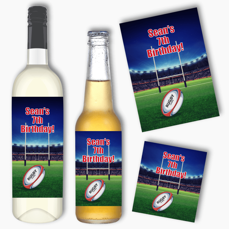 Personalised Rugby League Party Wine &amp; Beer Labels