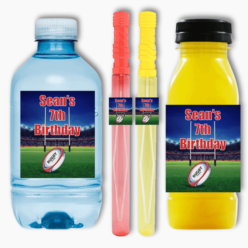 Rugby League Party Rectangle Favour Stickers