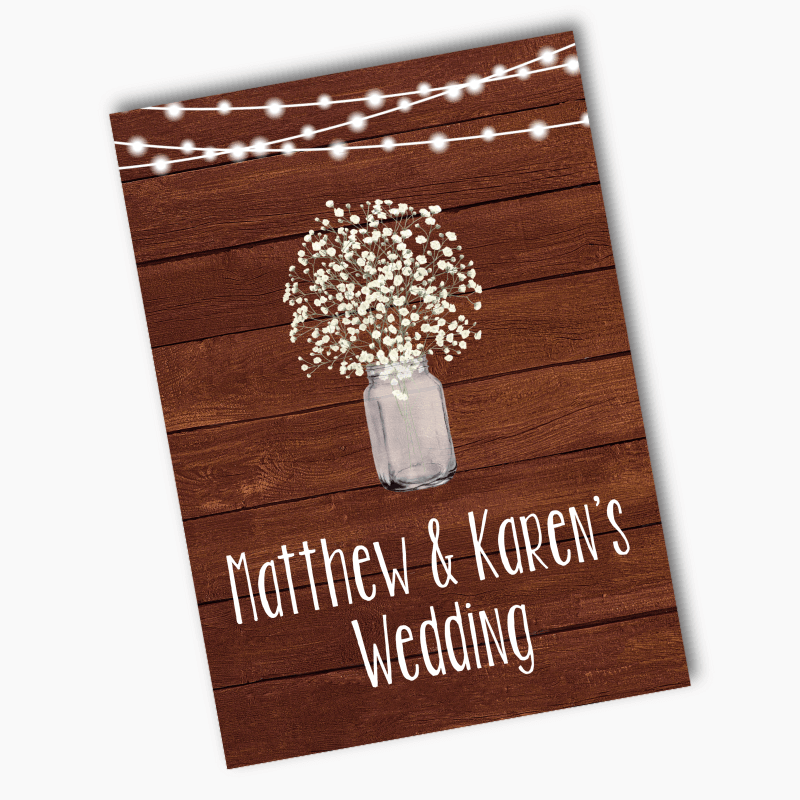 Personalised Rustic Timber &amp; Fairy Lights Wedding Poster