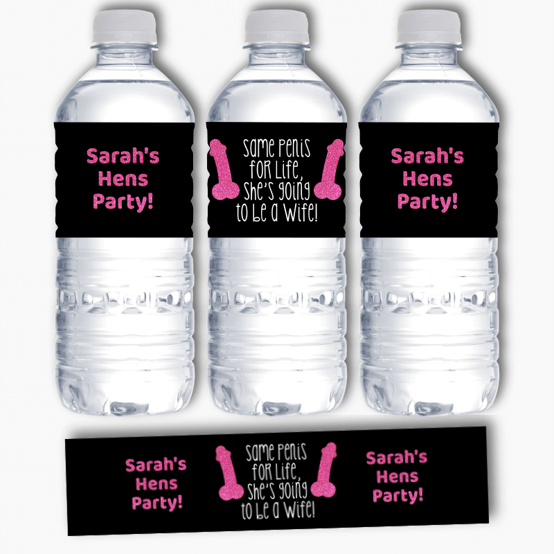 Personalised Same Penis for Life Hens Party Water Bottle Labels