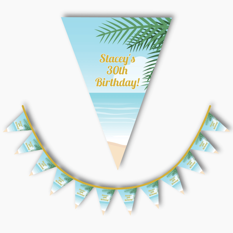 Personalised Sandy Tropical Beach Party Flag Bunting