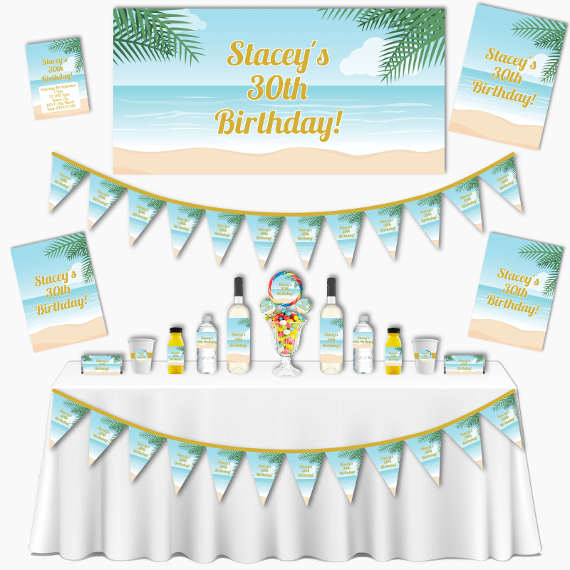 Personalised Sandy Tropical Beach Grand Birthday Party Pack