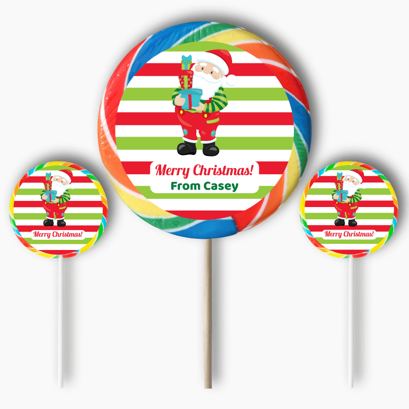 Personalised Santa Claus Christmas Gift Round Stickers