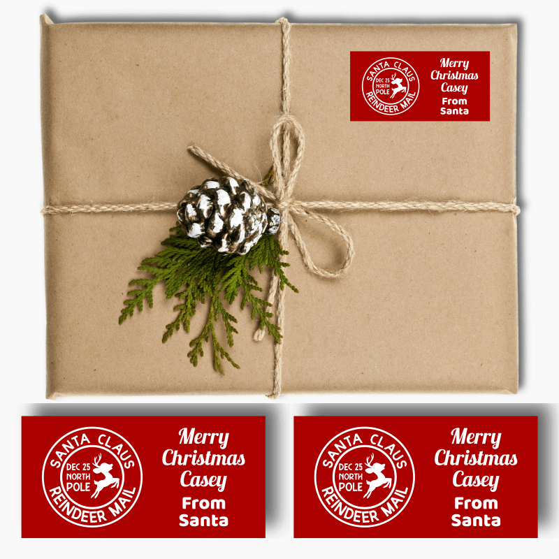 Personalised Santa Claus Reindeer Mail Christmas Gift Labels