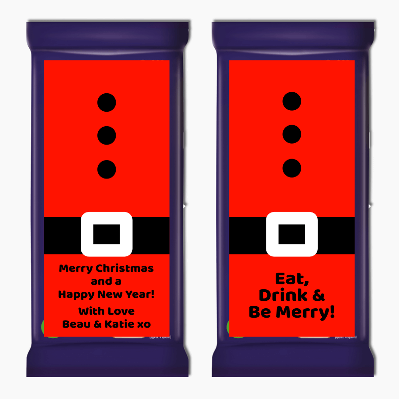 Santa Suit Christmas Gift Cadbury Chocolate Labels