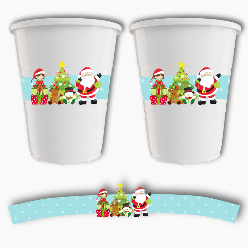 Santa &amp; Friends Christmas Party Cup Stickers