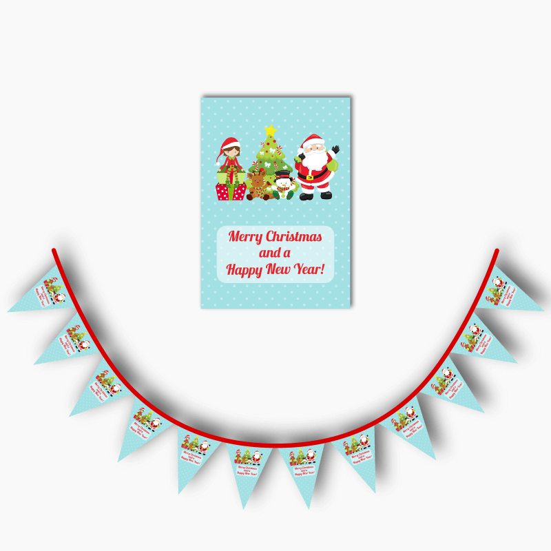 Santa &amp; Friends Christmas Party Poster &amp; Flag Bunting Combo
