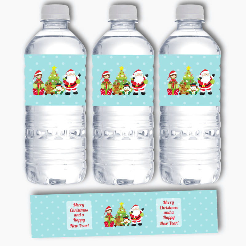 Santa & Friends Christmas Party Water Bottle Labels