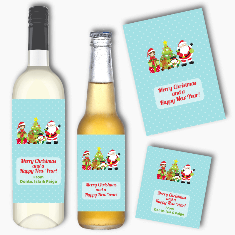 Santa & Friends Christmas Gift Wine & Beer Labels