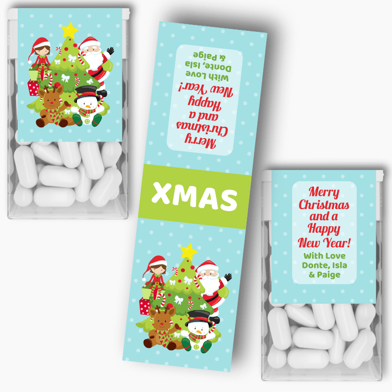 Personalised Santa & Friends Christmas Gift Tic Tac Labels