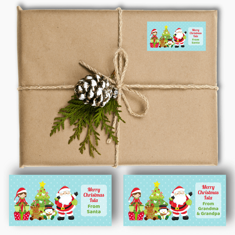 Personalised Santa &amp; Friends Christmas Gift Labels