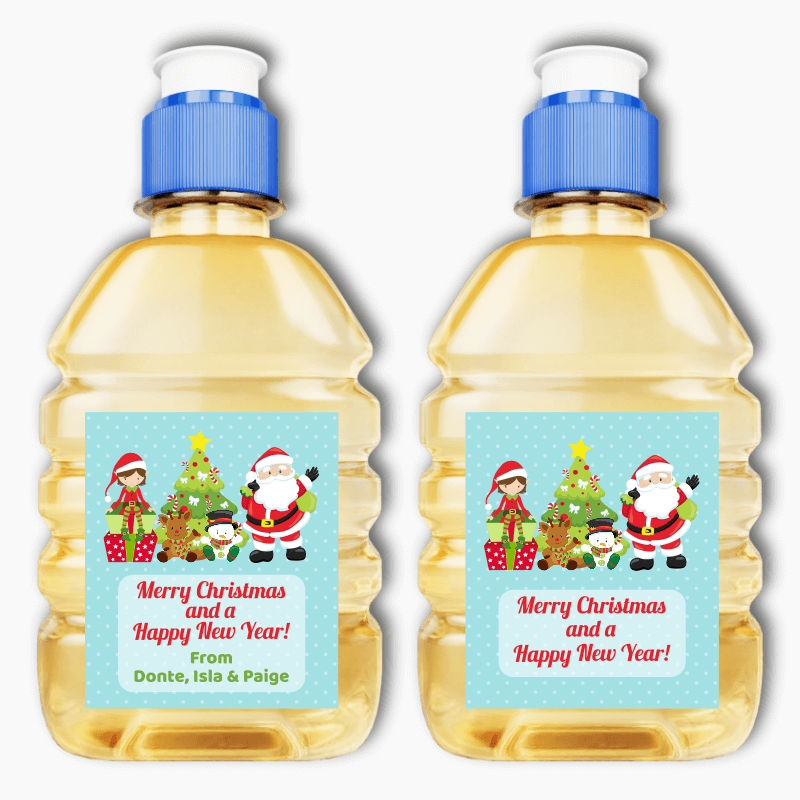 Santa and Friends Christmas Gift Rectangle Bubble Wand Stickers