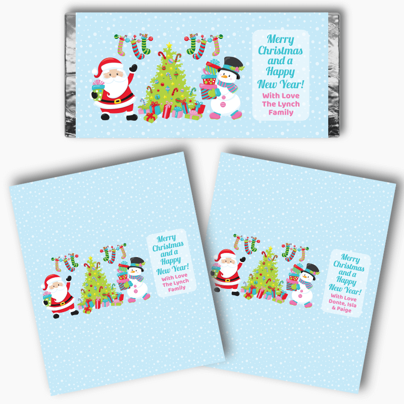 Personalised Santa &amp; Snowman Christmas Gift Mini Chocolate Labels