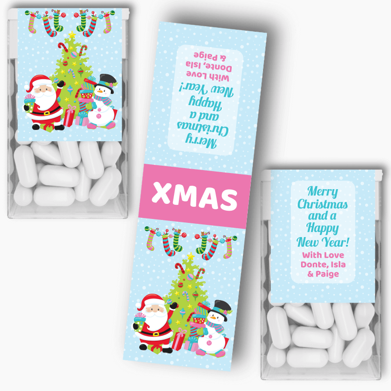 Personalised Santa &amp; Snowman Christmas Gift Tic Tac Labels