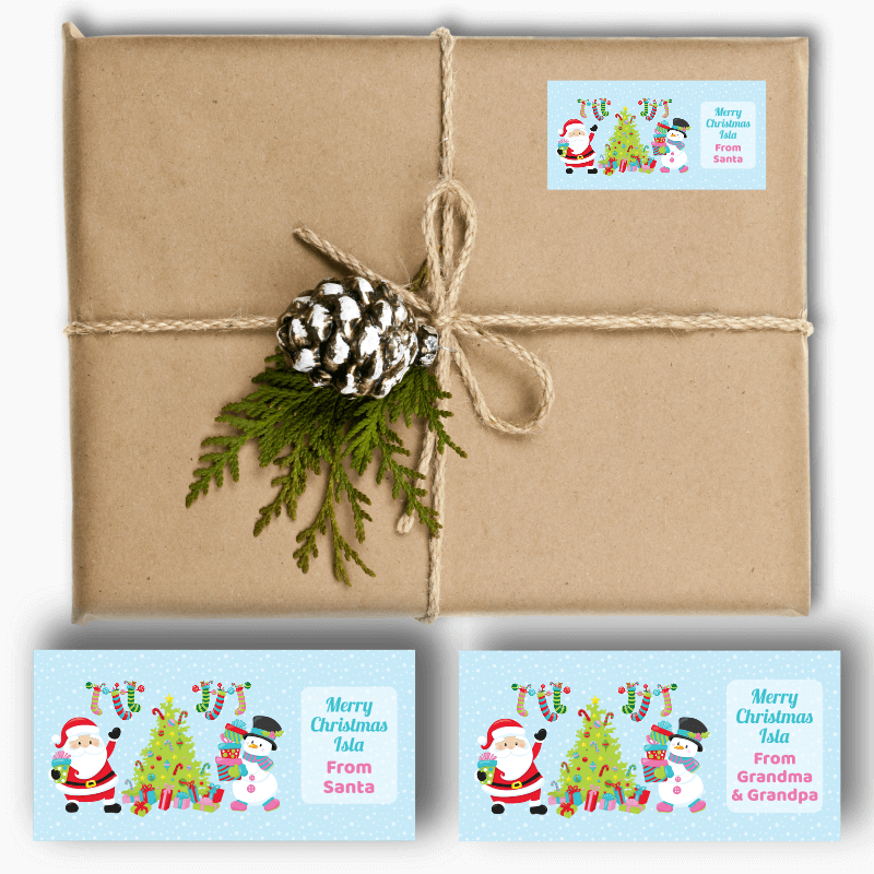 Personalised Santa &amp; Snowman Christmas Gift Labels