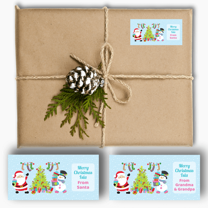 Personalised Santa & Snowman Christmas Gift Labels
